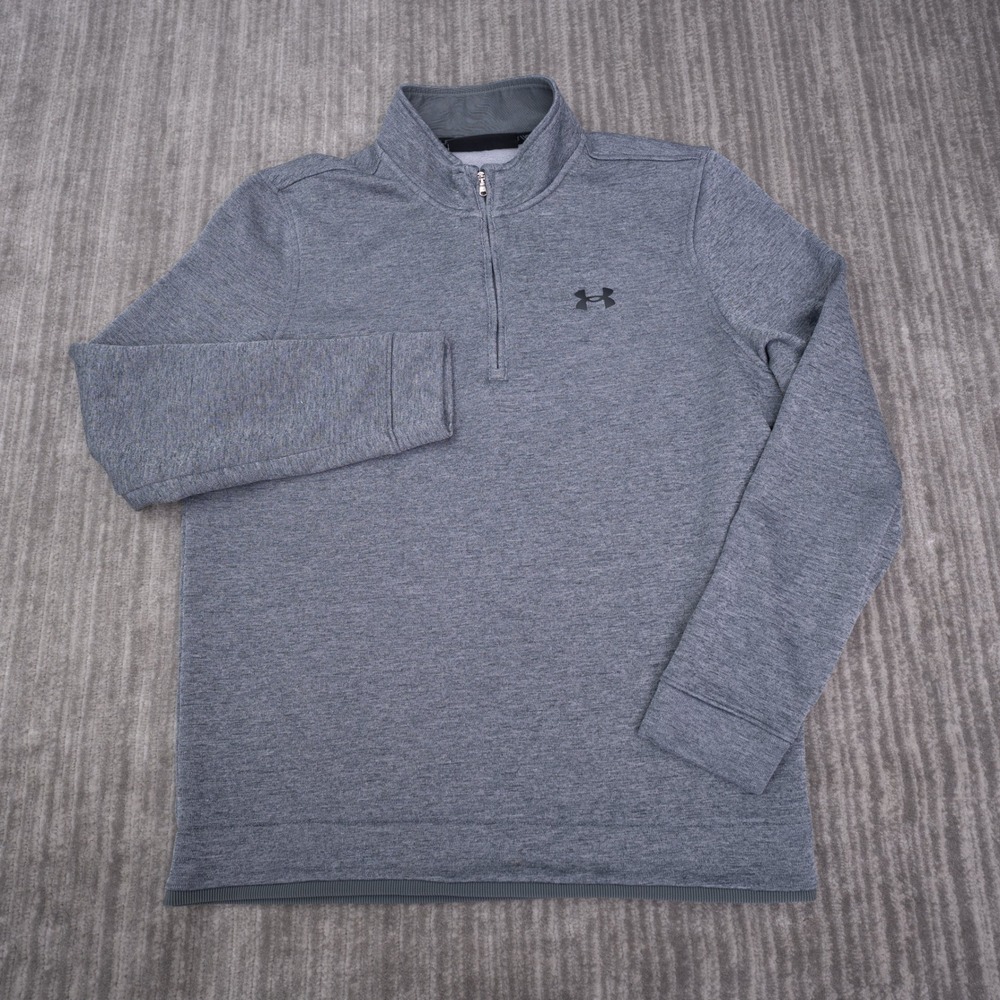Under Armour Golf Pullover Mens Large Gray Excellent ColdGear 1/4 Zip 1356661